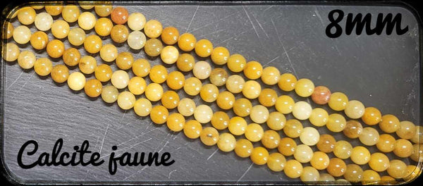 Calcite jaune ronde en fil - 8mm