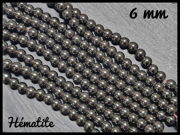 Hématite ronde en fil - 6mm