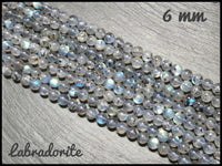 Labradorite qualité MU ronde en fil - 6mm