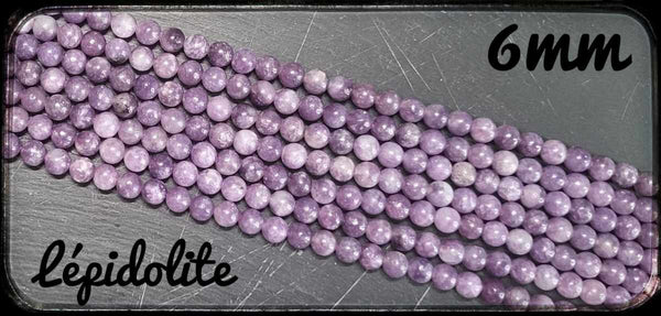 Lépidolite ronde en fil - 6mm