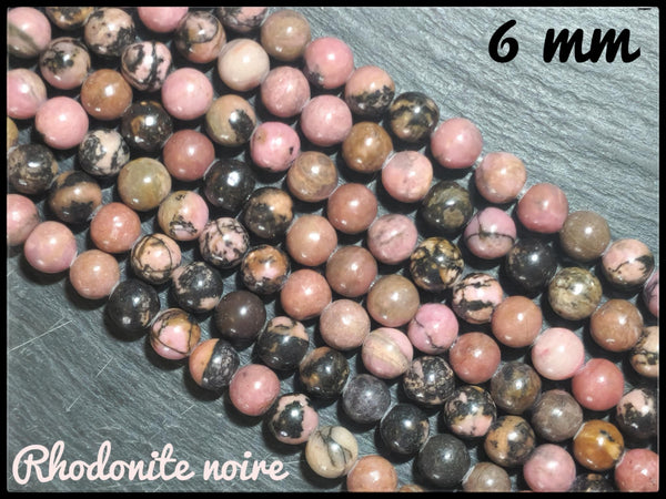 Rhodonite ronde en fil - 6mm