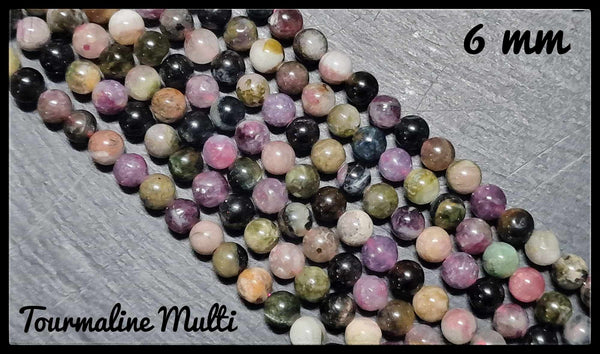 Tourmaline multicouleur ronde en fil - 6mm