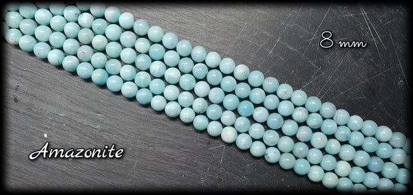 Amazonite ronde en fil - 8mm