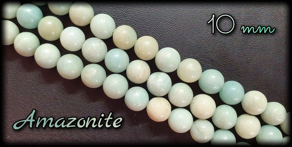 Amazonite ronde en fil - 10mm