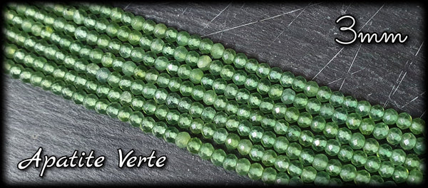 Apatite verte facettée en fil - 3mm