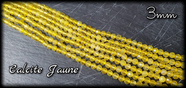 Calcite jaune facettée en fil - 3mm