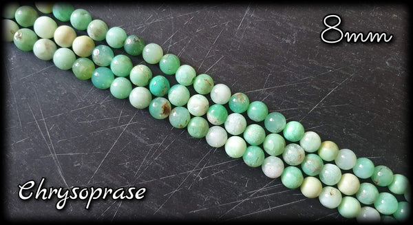 Chrysoprase ronde en fil - 8mm