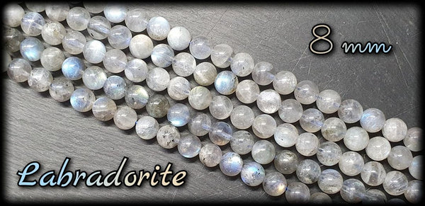 Labradorite qualité MU ronde en fil - 8mm