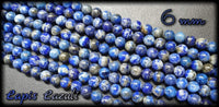 Lapis Lazuli ronde en fil - 6mm