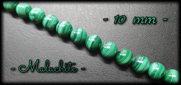 Malachite ronde en fil - 10mm