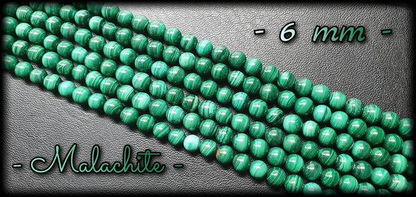 Malachite ronde en fil - 6mm