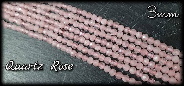 Quartz rose facettée en fil - 3mm