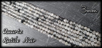 Quartz rutile noir facettée en fil - 3mm