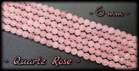 Quartz rose ronde en fil - 6mm