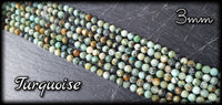 Turquoise  d'Hubei facettée en fil - 3mm